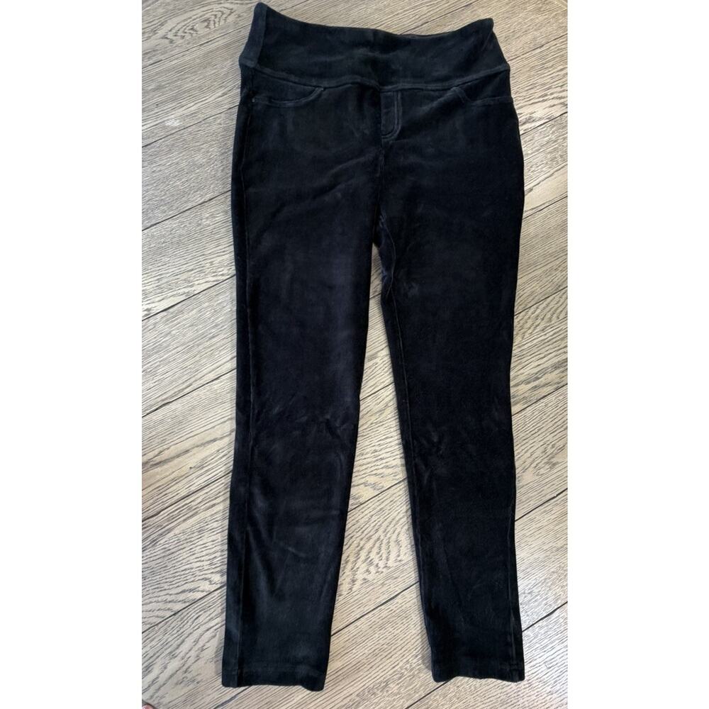 Caffe Marrakesh Women Corduroy Pants Size L Tapered Leg Tummy Control Black